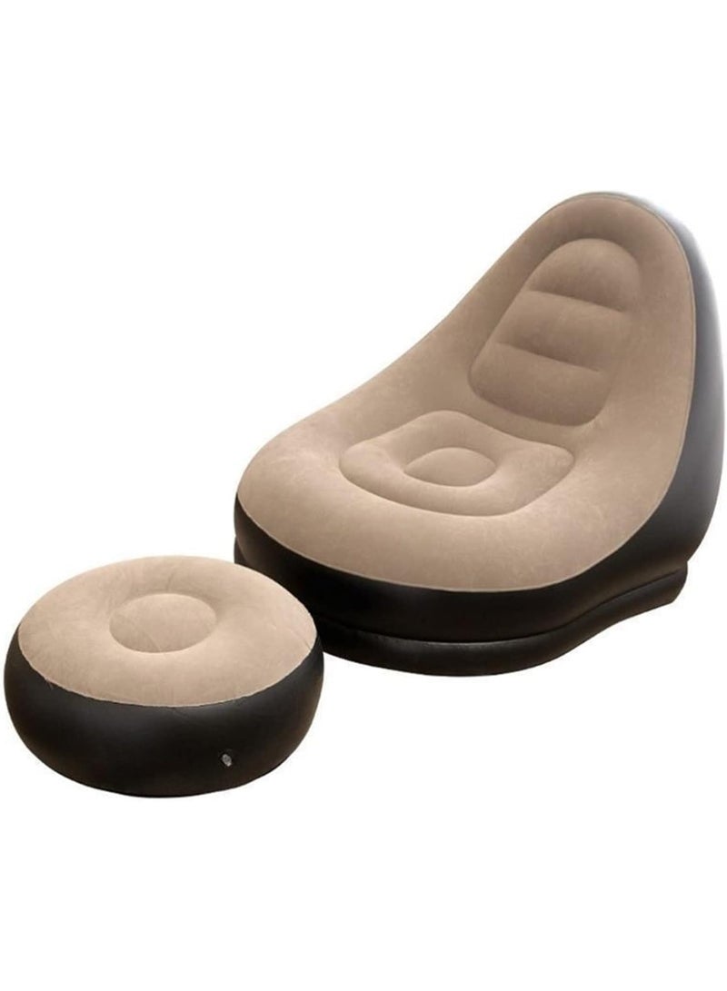 أريكة هوائية قابلة للنفخ مع مضخة هواء ومسند قدم – كرسي استرخاء مريح للمنزل والتخييم – مقاس 1.16 × 98 × 83 سم - Image 4